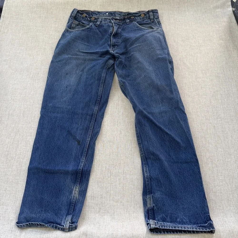 Vintage Prison Blues Denim Jeans Mens 36x31 Carpenter Workwear Made In USA